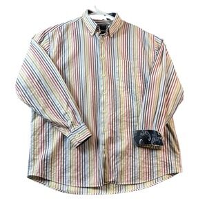 MINE Mens Shirt Cotton XL Button Down Long Sleeve Classic Fit Striped See Cuff